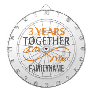 Custom Mr and Mrs 3rd Anniversary Dartboard