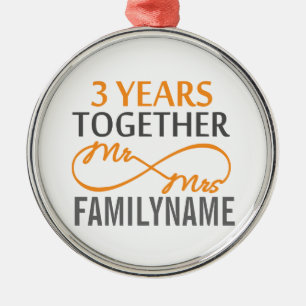 Custom Mr and Mrs 3rd Anniversary Metal Ornament