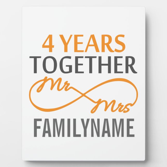 Custom Mr and Mrs 4th Anniversary Plaque (Front)