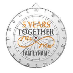 Custom Mr and Mrs 5th Anniversary Dartboard