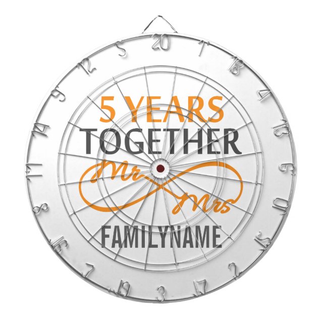 Custom Mr and Mrs 5th Anniversary Dartboard (Front)