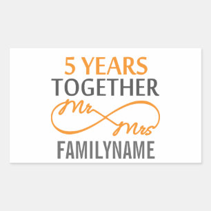 Custom Mr and Mrs 5th Anniversary Rectangular Sticker