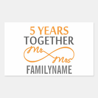 Custom Mr and Mrs 5th Anniversary Rectangular Sticker