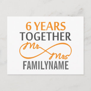 Custom Mr and Mrs 6th Anniversary Postcard
