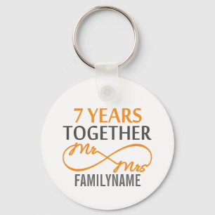 Custom Mr and Mrs 7th Anniversary Key Ring