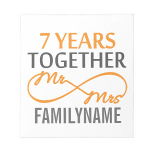 Custom Mr and Mrs 7th Anniversary Notepad