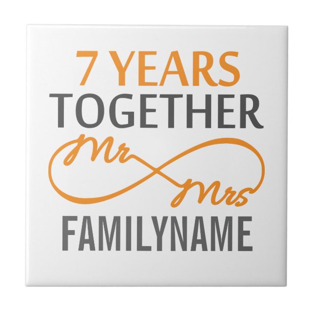 Custom Mr and Mrs 7th Anniversary Tile (Front)