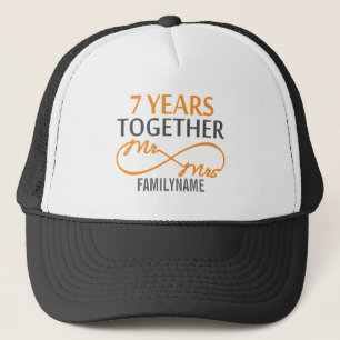 Custom Mr and Mrs 7th Anniversary Trucker Hat