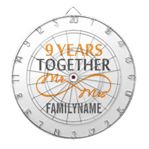 Custom Mr and Mrs 9th Anniversary Dartboard