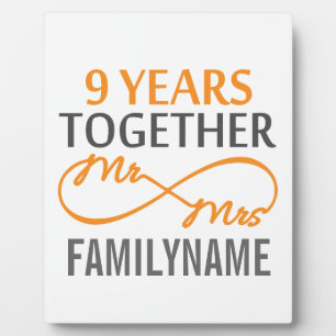 Custom Mr and Mrs 9th Anniversary Plaque