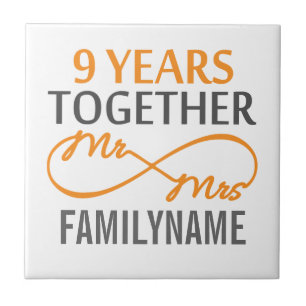 Custom Mr and Mrs 9th Anniversary Tile