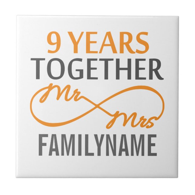 Custom Mr and Mrs 9th Anniversary Tile (Front)