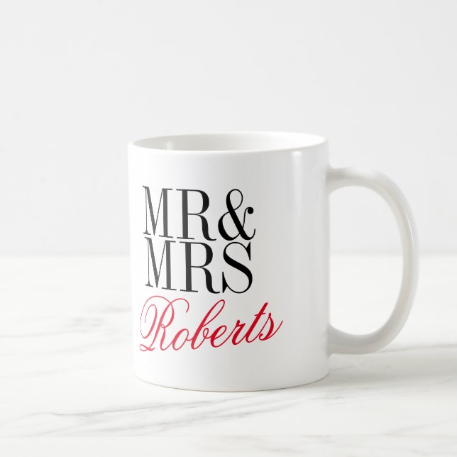 Custom Mr and Mrs engagement or anniversary mug (Right)