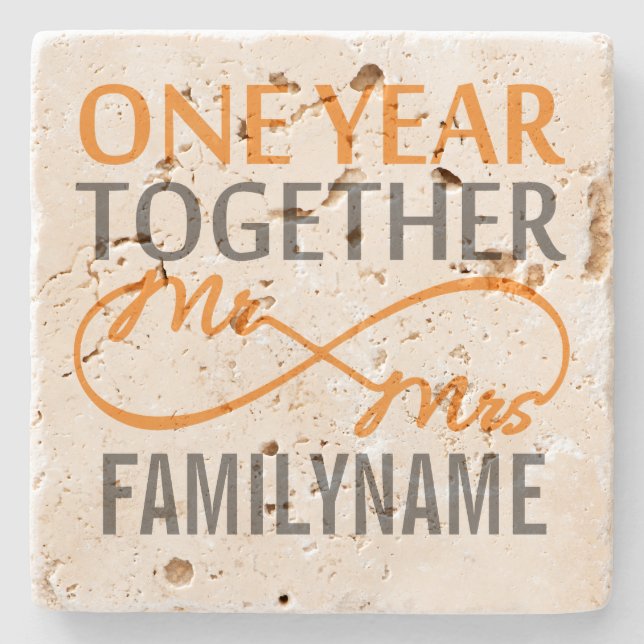 Custom Mr and Mrs Marble Stone Coaster (Front)