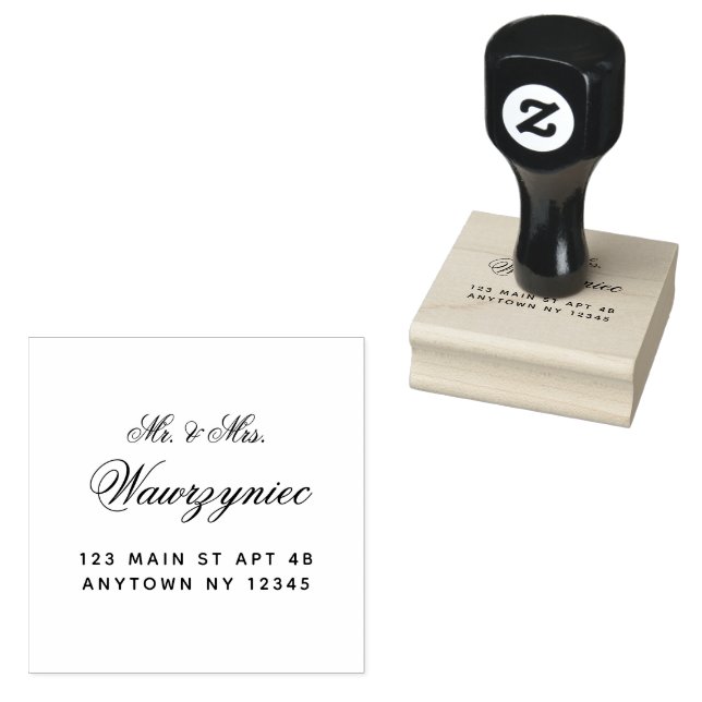 Custom Mr And Mrs Name Address Unique Stylish Rubber Stamp (Stamped)