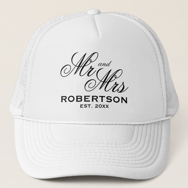 Custom Mr and Mrs newly weds wedding couple Trucker Hat (Front)