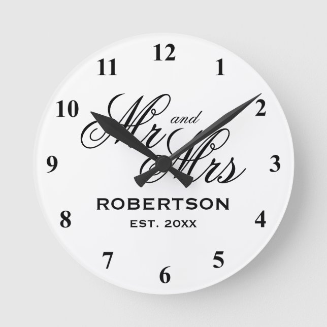 Custom Mr and Mrs newlyweds wedding gift clock (Front)