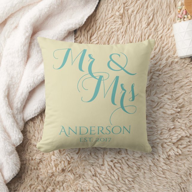Custom Mr And Mrs Wedding or Anniversary Gift Cushion (Blanket)