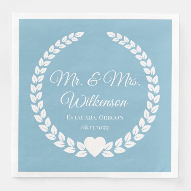 Custom Mr. & Mrs. Bride and Groom Newlywed Napkin (Front)