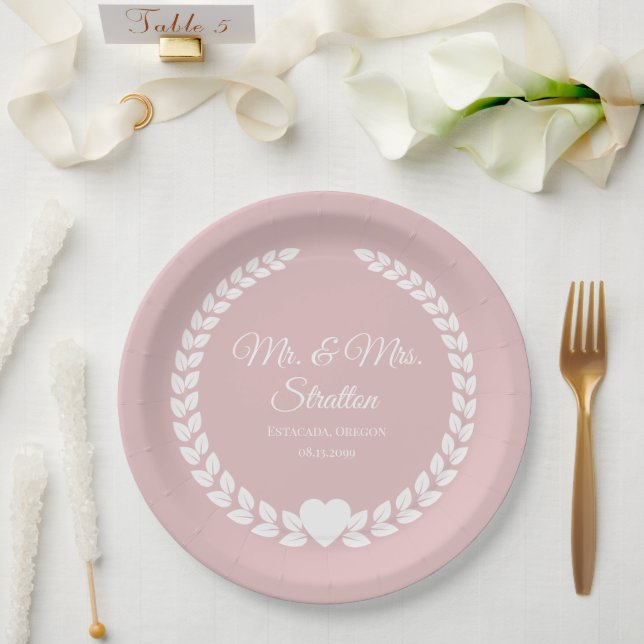 Custom Mr. & Mrs. Bride and Groom Newlywed Paper Plate (Wedding)