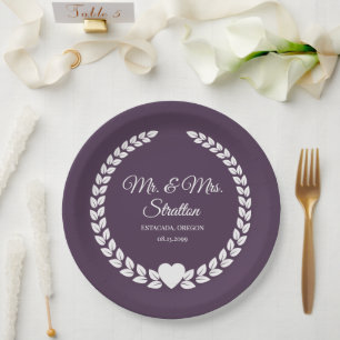 Custom Mr. & Mrs. Bride and Groom Newlywed Paper Plate