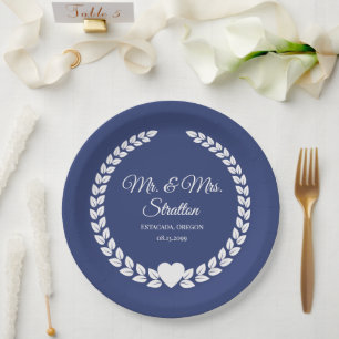 Custom Mr. & Mrs. Bride and Groom Newlywed Paper Plate