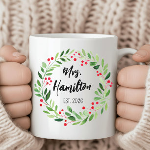 Custom Mr & Mrs Christmas Mug for Newlywed Gift