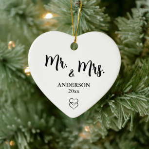 Custom Mr. & Mrs. Christmas Name and Year Ceramic Ornament