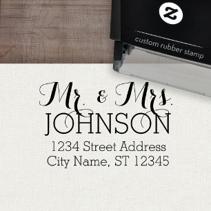 Custom Mr. & Mrs. Family Name and Return Address Self-inking Stamp