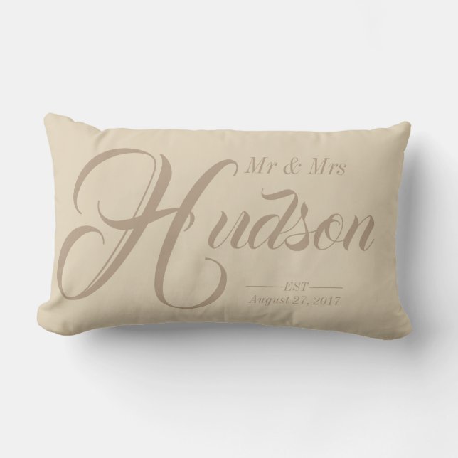 Custom Mr & Mrs Neutral Wedding Pillow (Front)