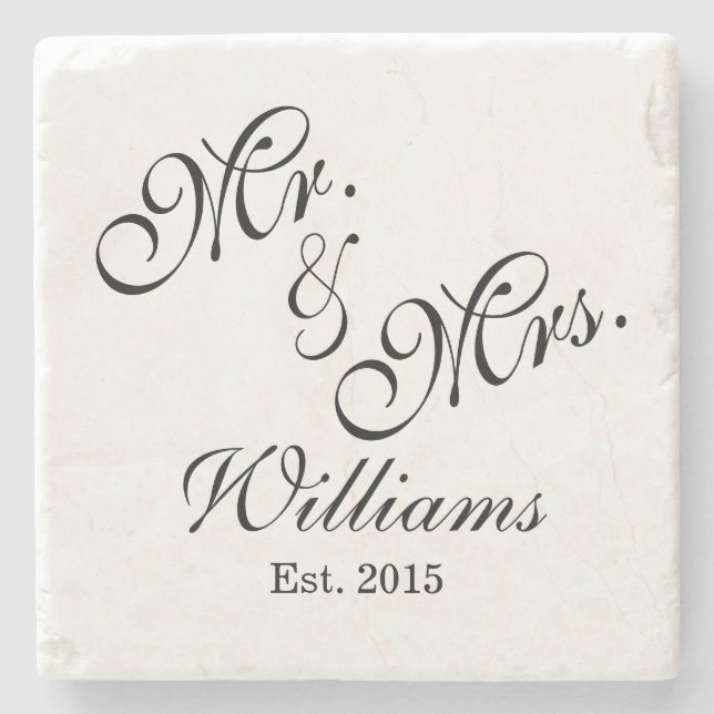 Custom Mr. & Mrs. Wedding Coasters (Front)