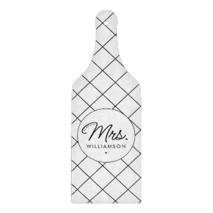 Custom Mrs. Est. Modern Elegant Script Newlywed Cutting Board
