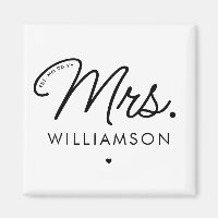 Custom Mrs. Est. Modern Elegant Script Newlywed