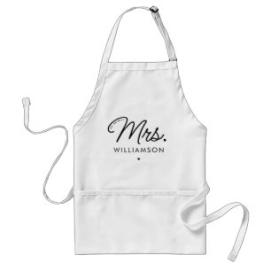 Custom Mrs. Est. Modern Elegant Script Newlywed Standard Apron