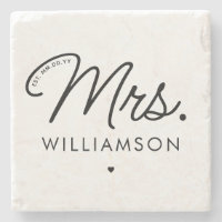 Custom Mrs. Est. Modern Elegant Script Newlywed
