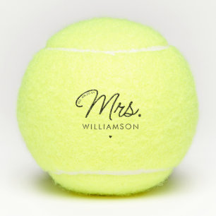 Custom Mrs. Est. Modern Elegant Script Newlywed Tennis Balls