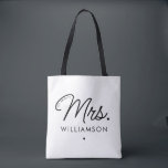Custom Mrs. Est. Modern Elegant Script Newlywed Tote Bag<br><div class="desc">Personalised Mrs. Modern Elegant Script Newlywed New Couple Wedding Gifts!</div>