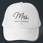 Custom Mrs. Est. Modern Elegant Script Newlywed Trucker Hat<br><div class="desc">Personalised Mrs. Modern Elegant Script Newlywed New Couple Wedding Gifts!</div>