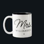 Custom Mrs. Est. Modern Elegant Script Newlywed Two-Tone Coffee Mug<br><div class="desc">Personalised Mrs. Modern Elegant Script Newlywed New Couple Wedding Gifts!</div>