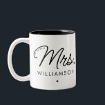 Custom Mrs. Est. Modern Elegant Script Newlywed Two-Tone Coffee Mug<br><div class="desc">Personalised Mrs. Modern Elegant Script Newlywed New Couple Wedding Gifts!</div>