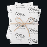 Custom Mrs. Est. Modern Elegant Script Newlywed Wrapping Paper Sheet<br><div class="desc">Personalised Mrs. Modern Elegant Script Newlywed New Couple Wedding Gifts!</div>