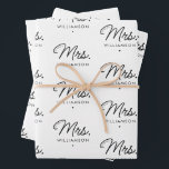 Custom Mrs. Est. Modern Elegant Script Newlywed Wrapping Paper Sheet<br><div class="desc">Personalised Mrs. Modern Elegant Script Newlywed New Couple Wedding Gifts!</div>