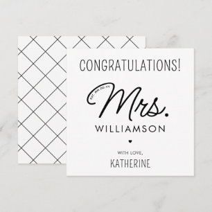 Custom Mrs. Est. Modern Newlywed Congratulations Card