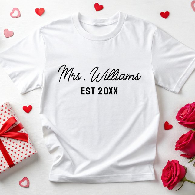 Custom Mrs Last Name Bride Wifey Bridal Wedding T-Shirt (Creator Uploaded)