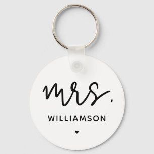 Custom Mrs.   Minimalist Wedding New Couple Modern Key Ring
