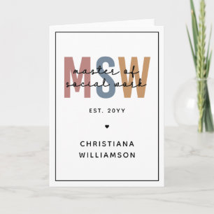 Custom MSW Master of Social Work Retro Graduation Card