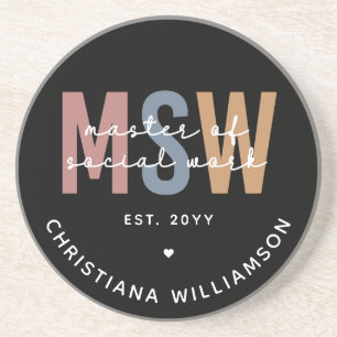 Custom MSW Master of Social Work Retro Graduation Coaster