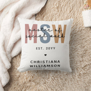 Custom MSW Master of Social Work Retro Graduation Cushion