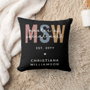 Custom MSW Master of Social Work Retro Graduation Cushion
