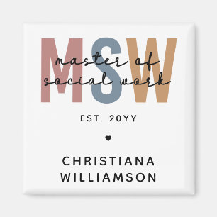 Custom MSW Master of Social Work Retro Graduation Magnet